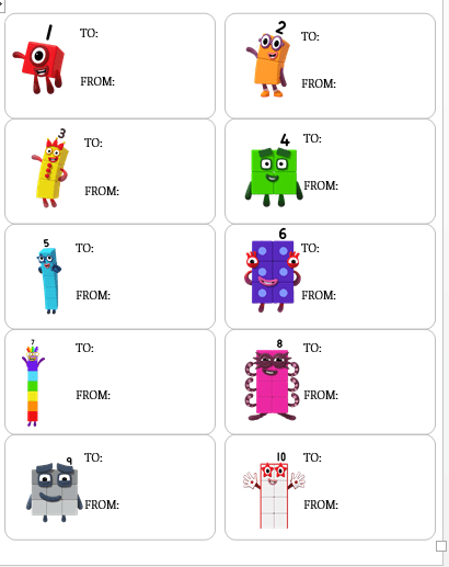 Numberblocks tags